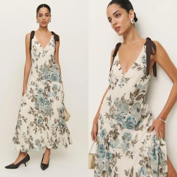 Reformation Dresses & Skirts - Reformation | NWT Anika V Neck Tie Floral Dress in Priscilla Size 0